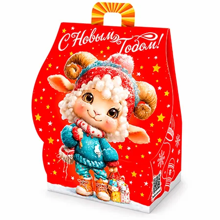 Коробка-домик с кудрявым барашком в шапке